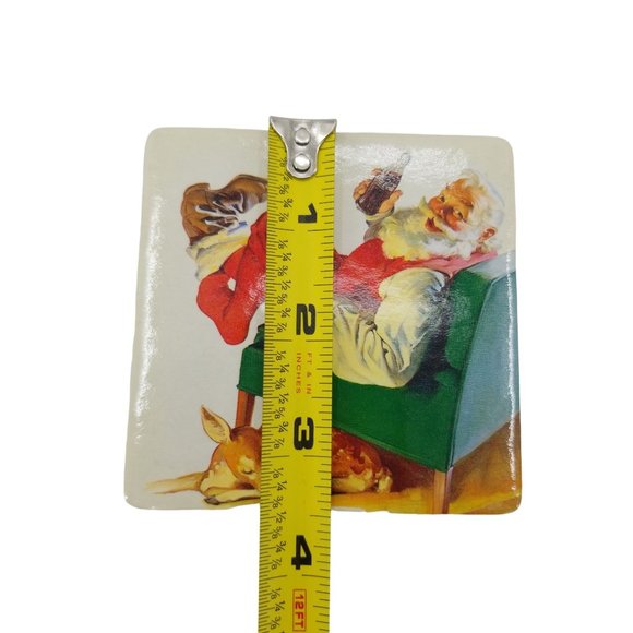 VTG Coca Cola Santa WIth Deer and Dog Coasters, Cork Back Set of 10 - Picture 9 of 10